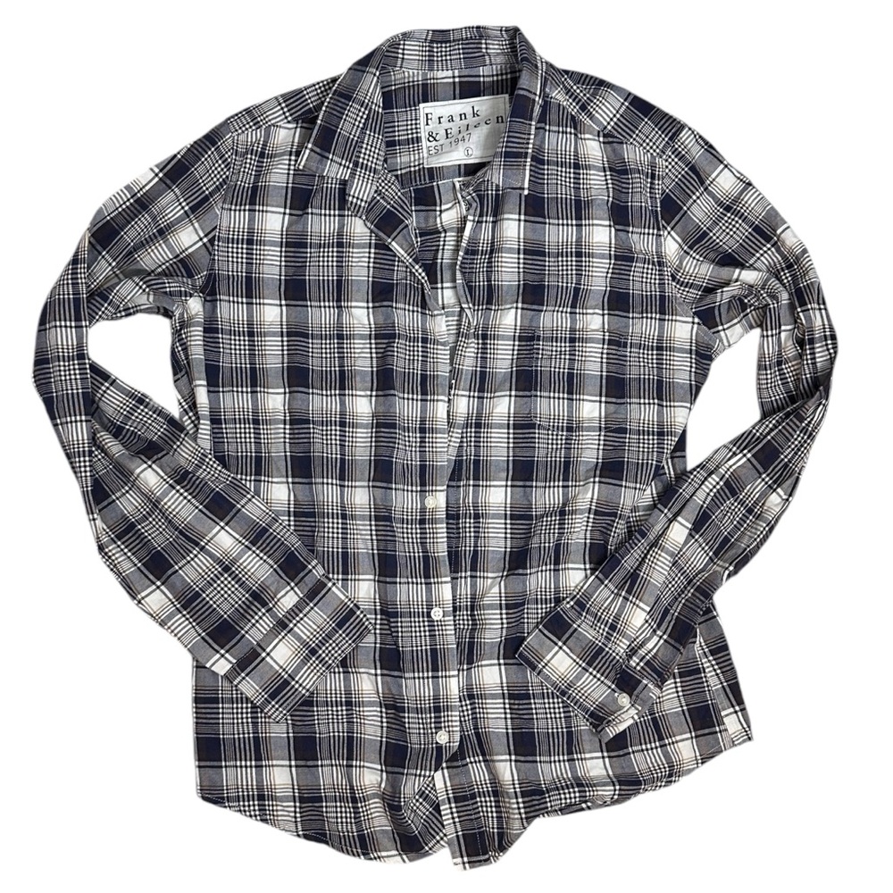 Frank & Eileen Navy and White Plaid Button Down Shirt - Picture 3 of 6